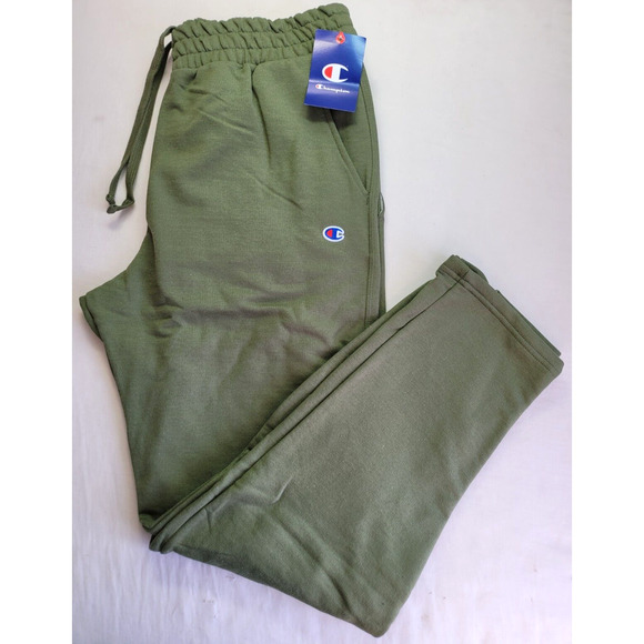 Champion Powerblend Fleece Men's Slim Fit Sweatpants L Olive Green Lounge Pants - Picture 1 of 9